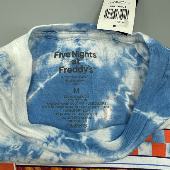 Five Nights At Freddy's FNAF Glamrock Freddy Blue Tie-Dye T-Shirt MEDIUM New - Picture 5 of 8